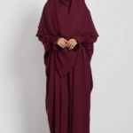 Abaya with Khimar Set - Deep Burgundy