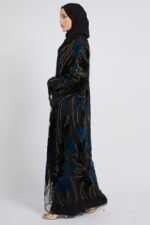 Luxury Midnight Aurora Three Piece Abaya Set – Teal - LIMITED EDITION - Image 2